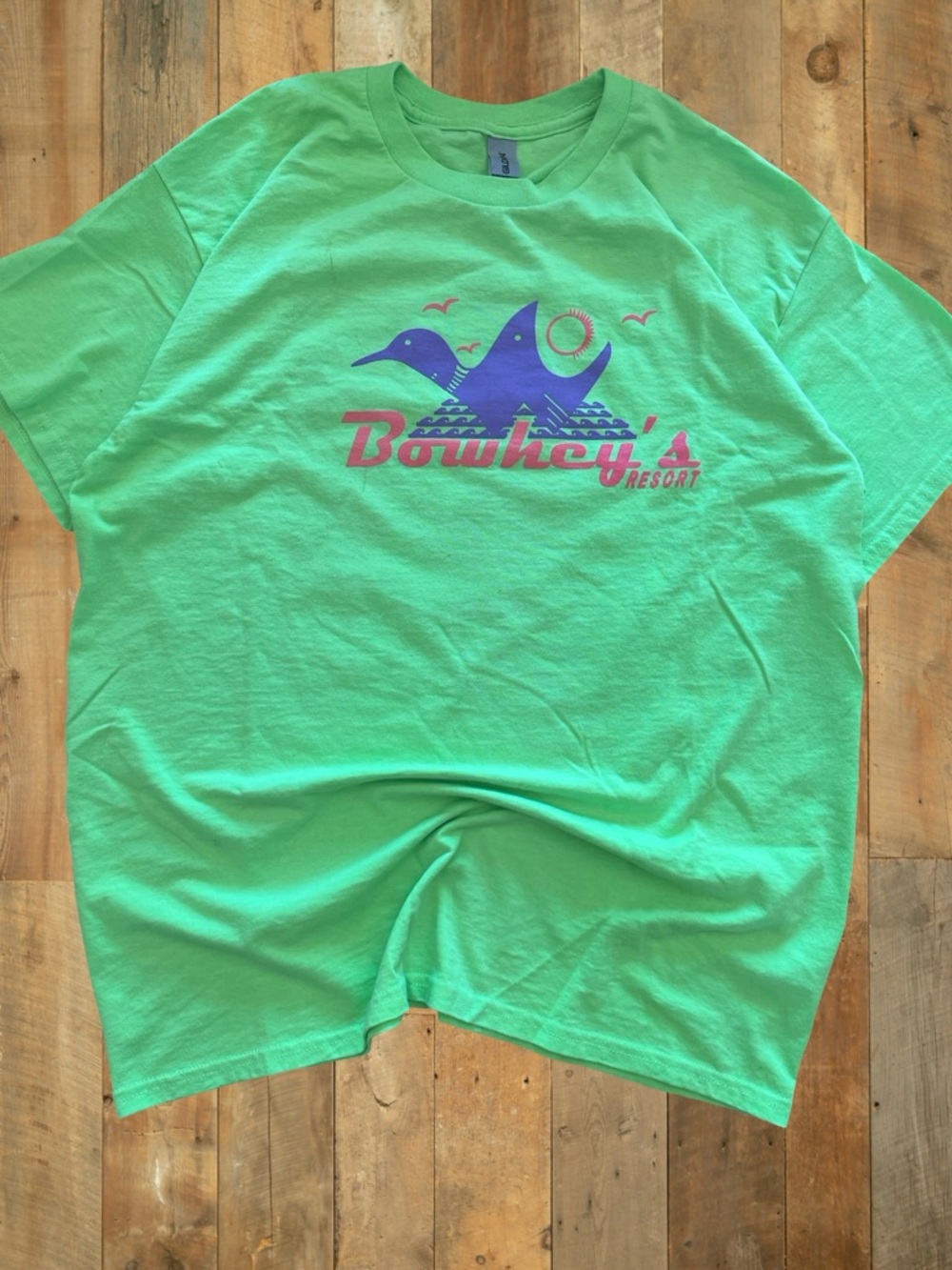Route 64 Lavigne Ontario Bowhey Resort Graphic Tee Neon Green | Tagged L